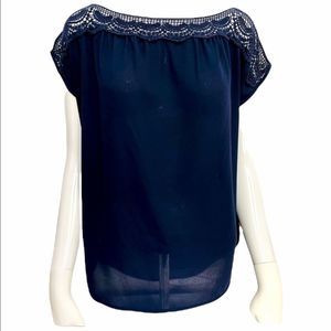 EUC Stitch Fix Collective Concepts Navy Blue Boatneck Blouse MP petites